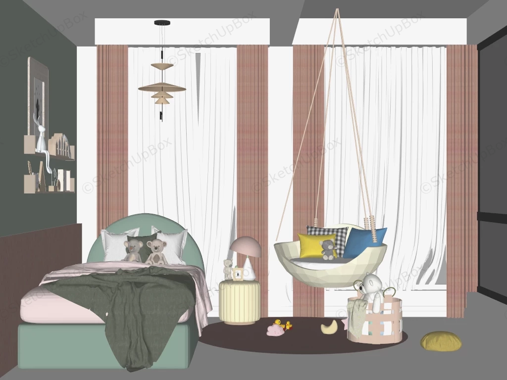 Cozy & Simple Toddler Bedroom sketchup model preview - SketchupBox