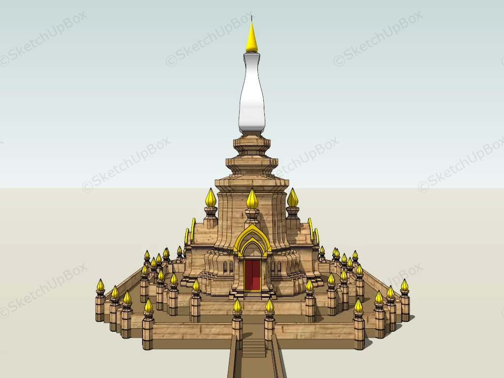 Thai Buddhist Temple Architecture sketchup model preview - SketchupBox