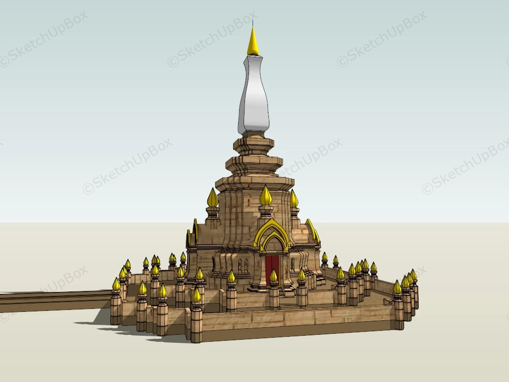 Thai Buddhist Temple Architecture sketchup model preview - SketchupBox