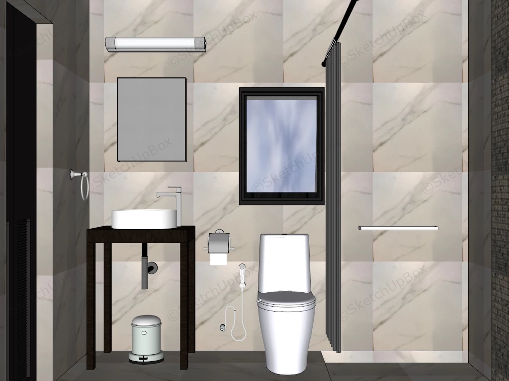 Small Retro Bathroom Ideas sketchup model preview - SketchupBox