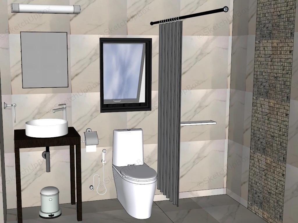 Small Retro Bathroom Ideas sketchup model preview - SketchupBox