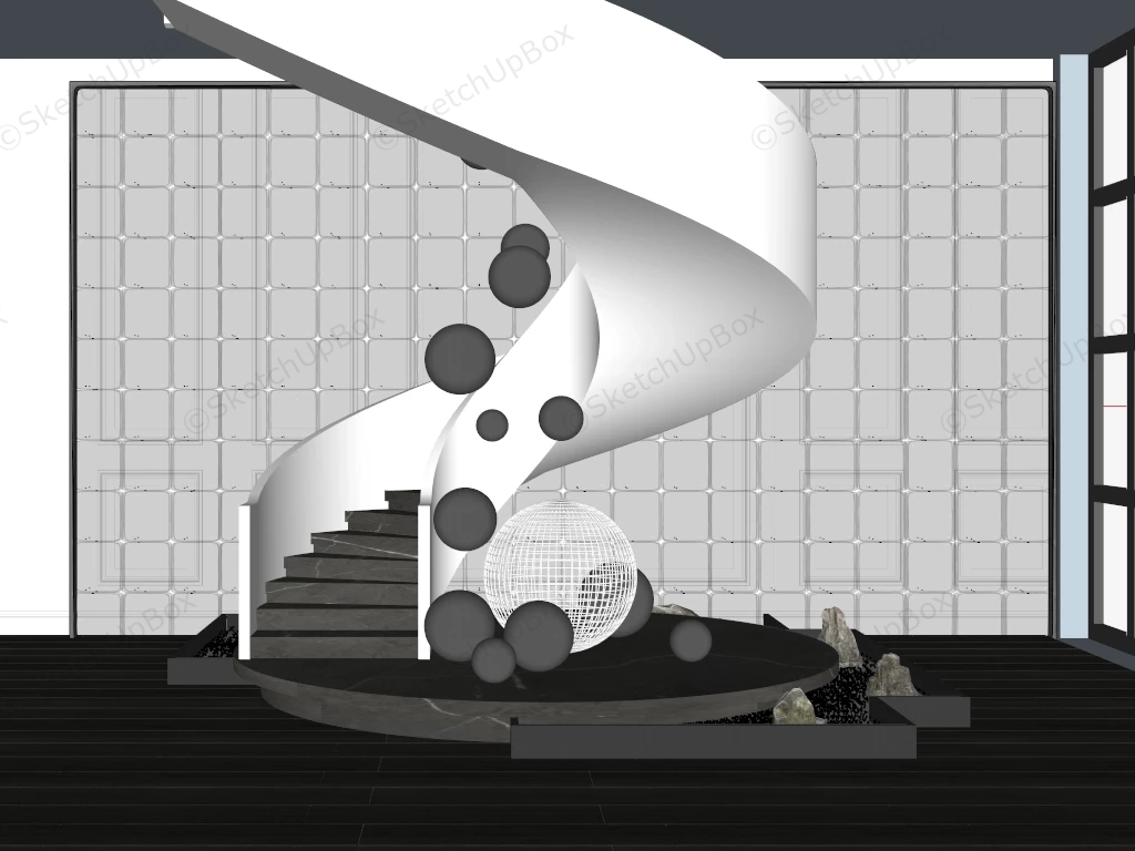 Indoor Spiral Staircase sketchup model preview - SketchupBox