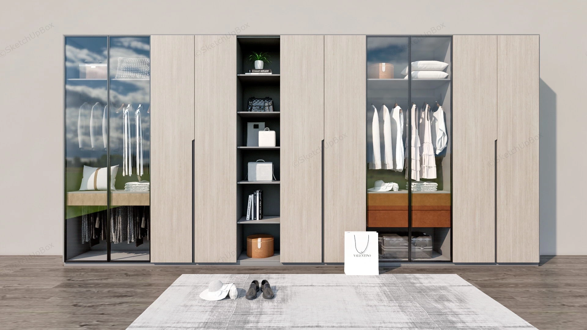 Minimalist Wardrobe Design sketchup model preview - SketchupBox