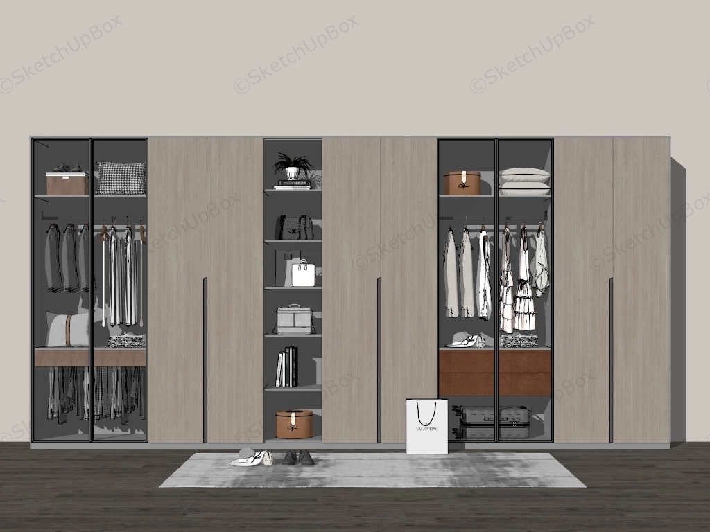 Minimalist Wardrobe Design sketchup model preview - SketchupBox