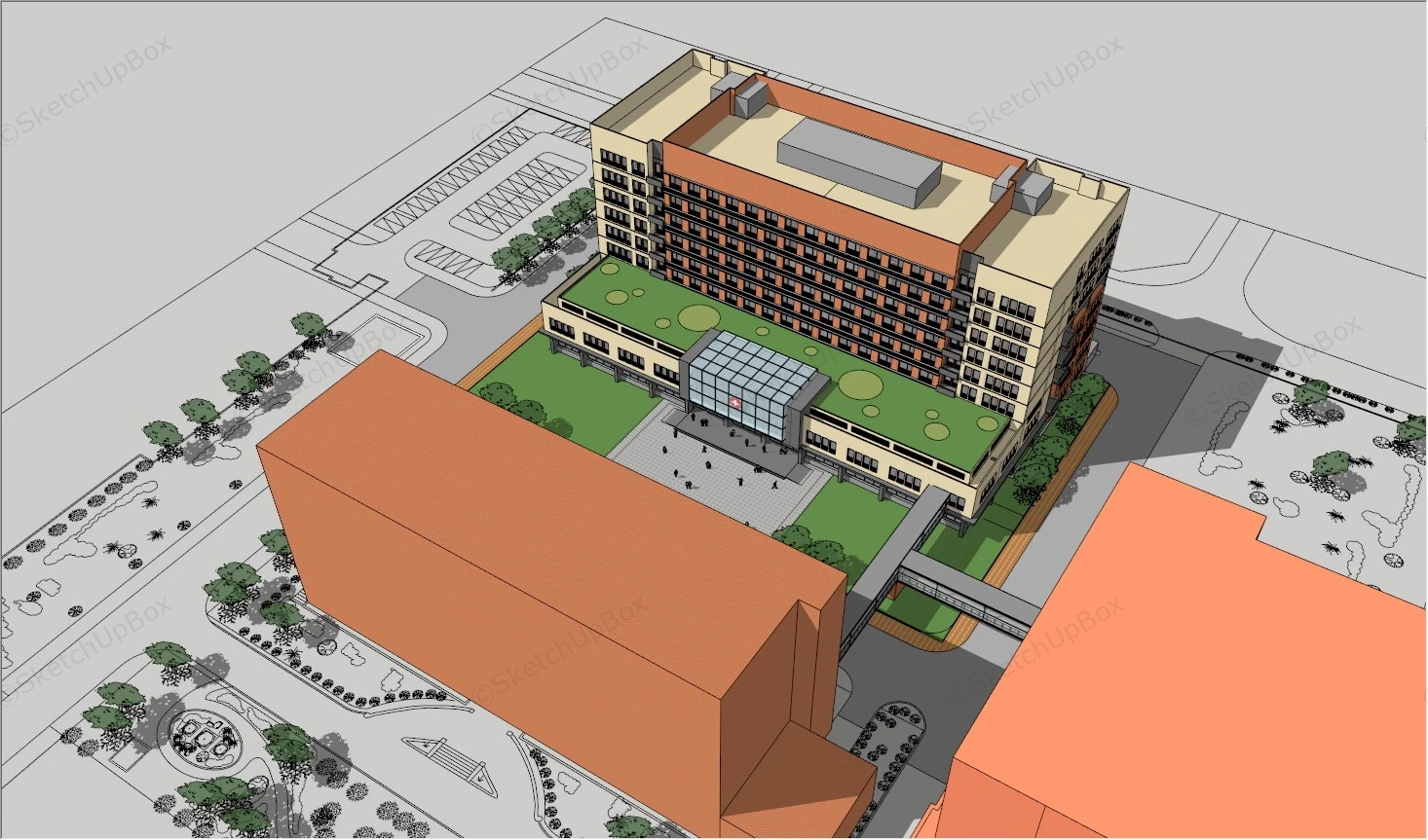 Hospital Design Plan Architecture sketchup model preview - SketchupBox