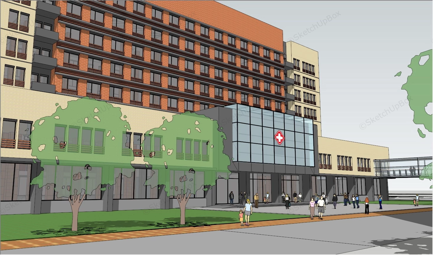 Hospital Design Plan Architecture sketchup model preview - SketchupBox