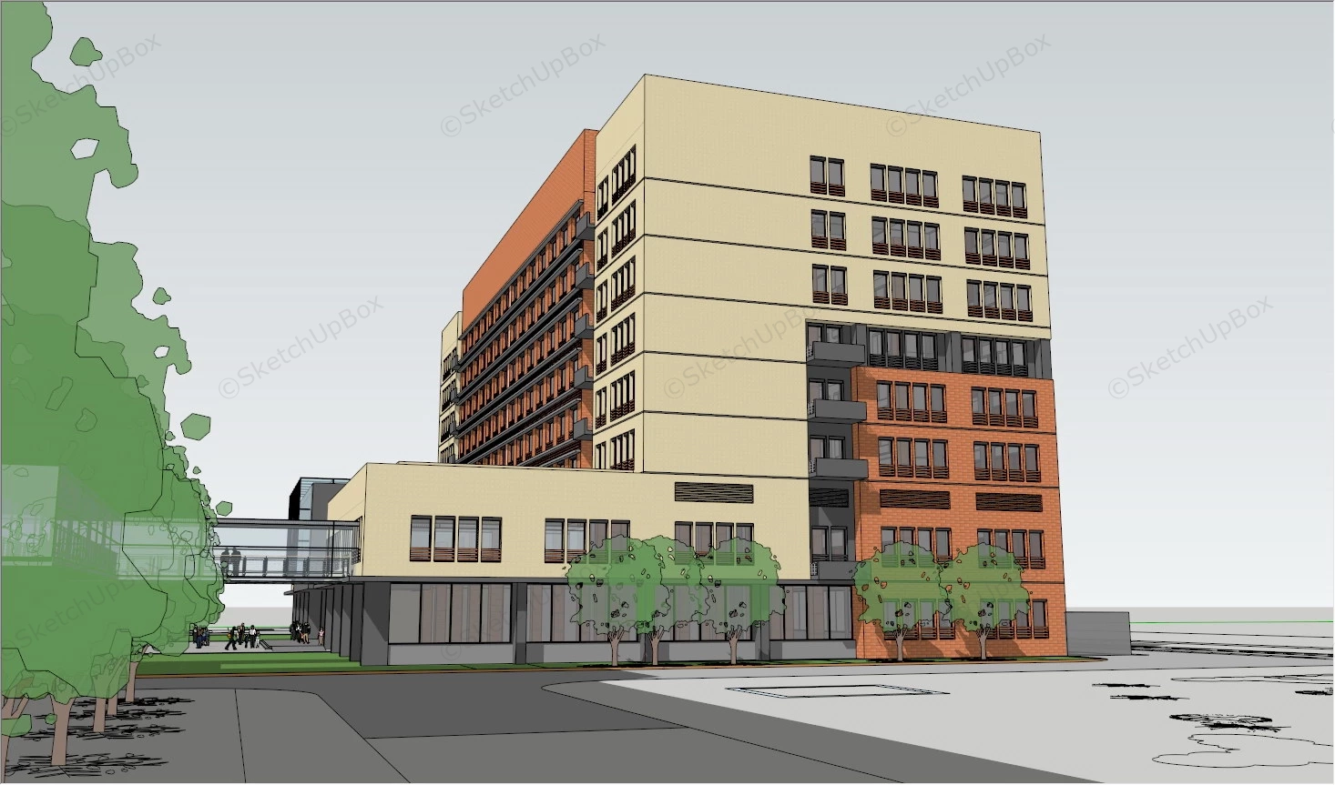 Hospital Design Plan Architecture sketchup model preview - SketchupBox