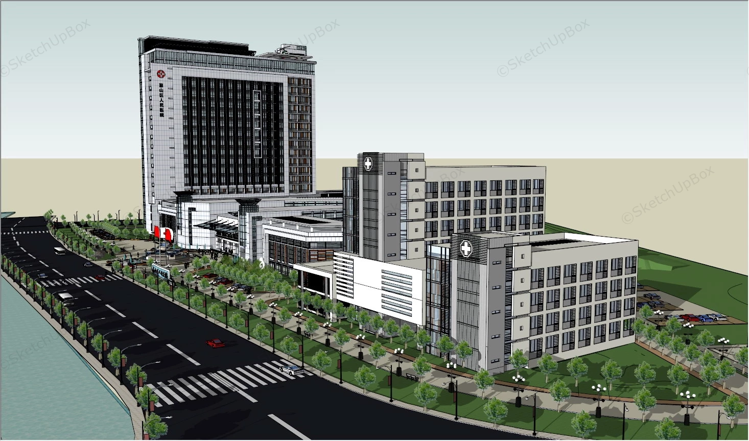 Huishan Hospital Design sketchup model preview - SketchupBox