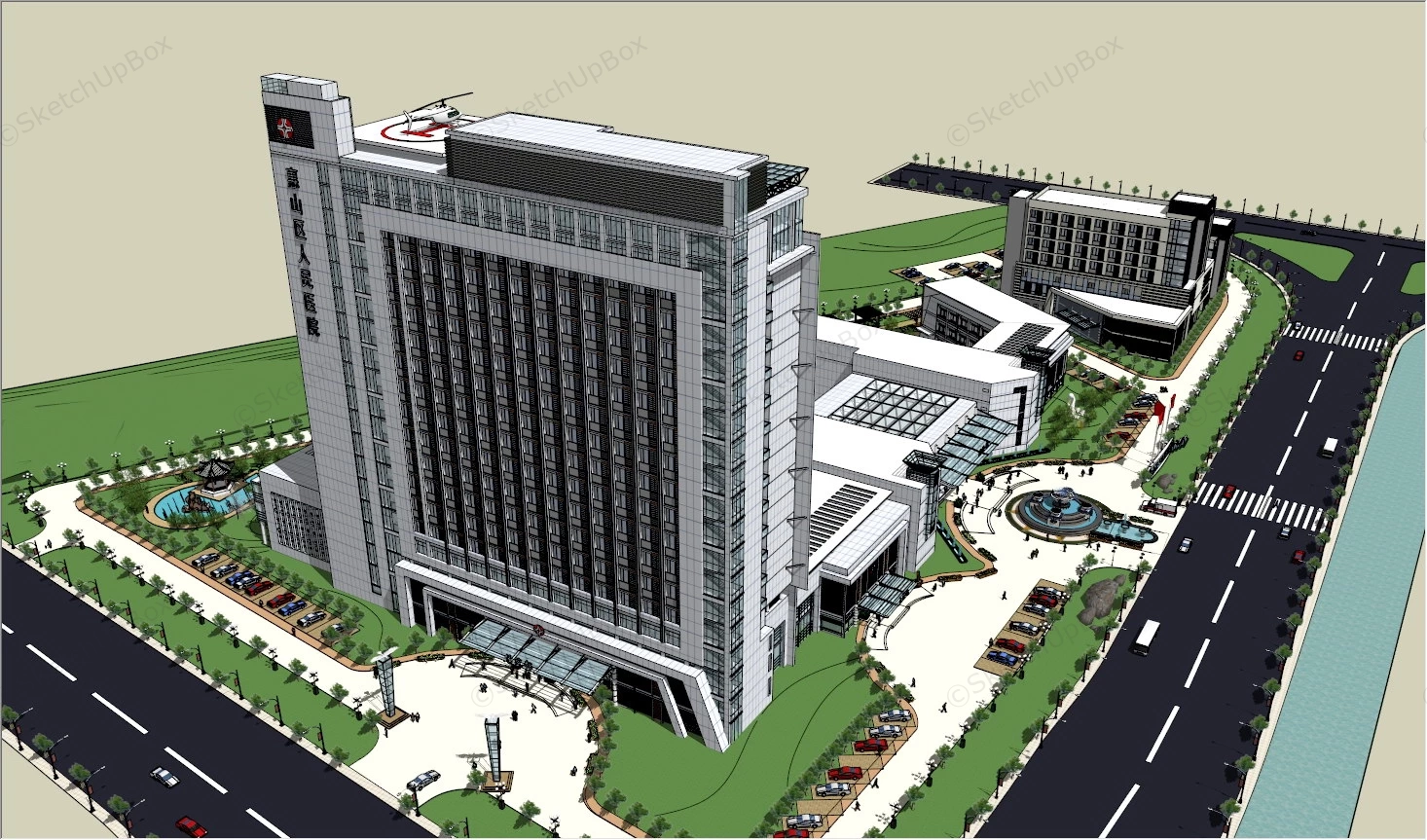 Huishan Hospital Design sketchup model preview - SketchupBox