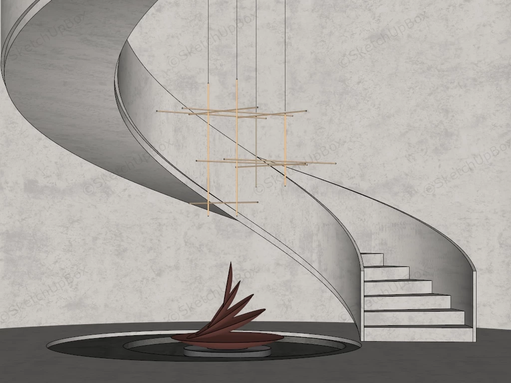 Spiral Stair And Chandelier sketchup model preview - SketchupBox