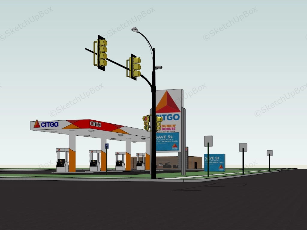 Citgo Gas Station sketchup model preview - SketchupBox