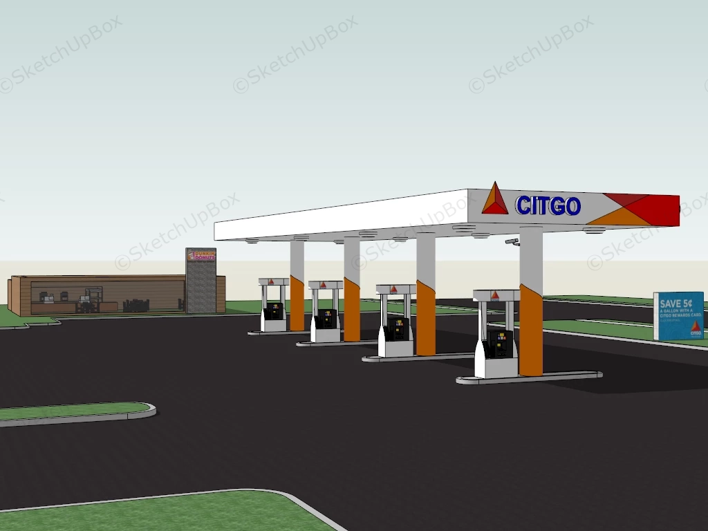 Citgo Gas Station sketchup model preview - SketchupBox