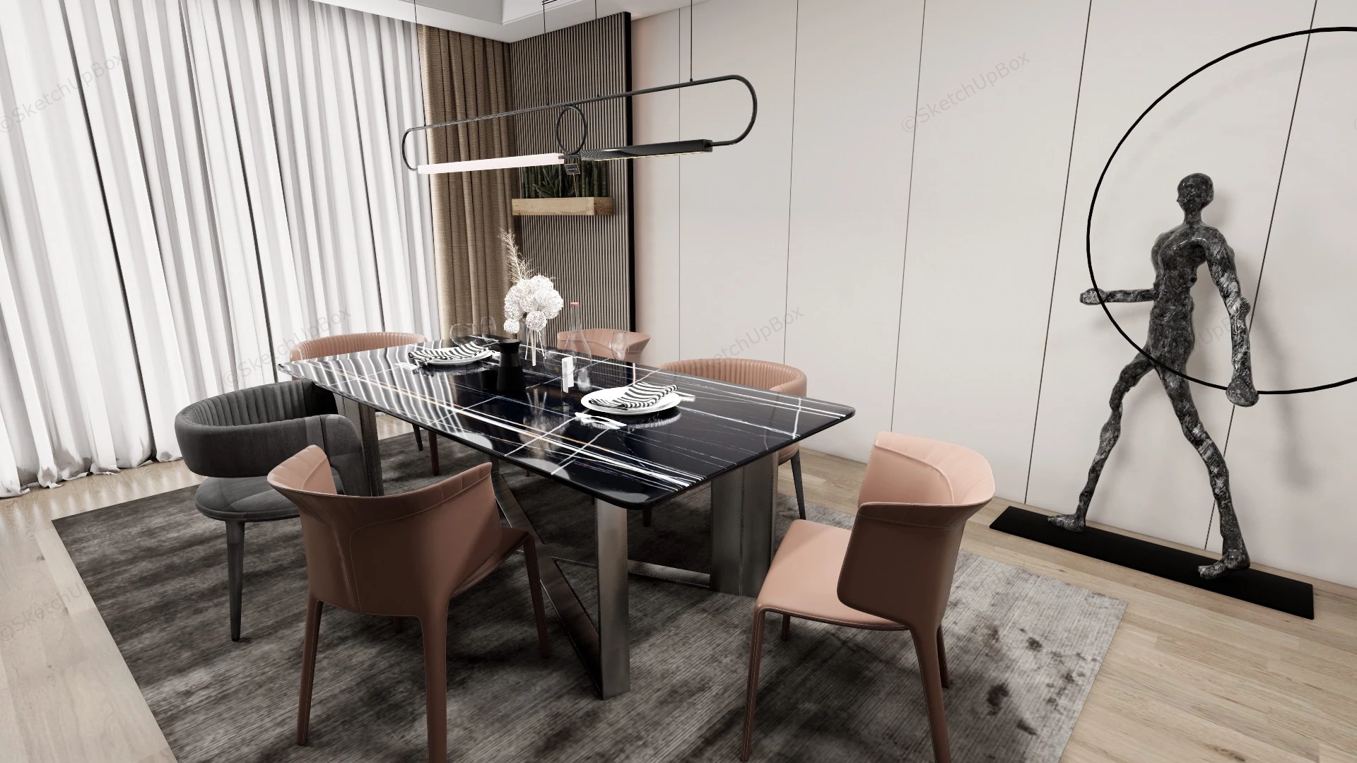 Modern Elegant Dining Room Design sketchup model preview - SketchupBox