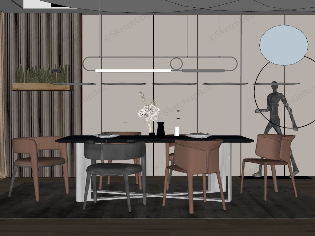 Modern Elegant Dining Room Design sketchup model preview - SketchupBox