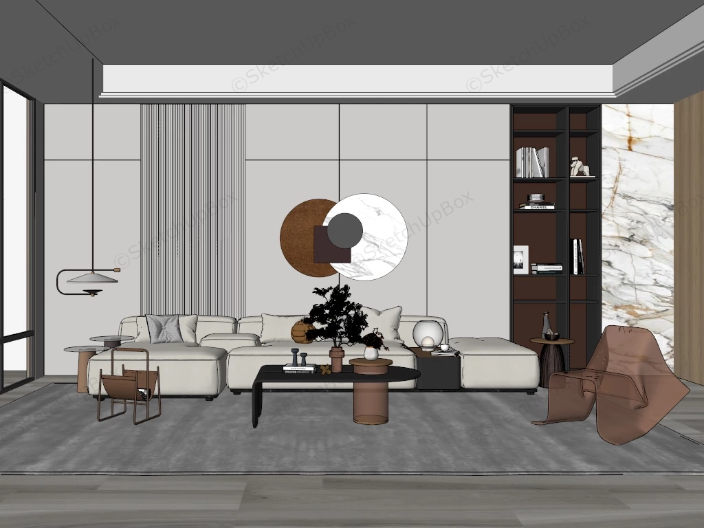 Black And White Living Room Ideas sketchup model preview - SketchupBox