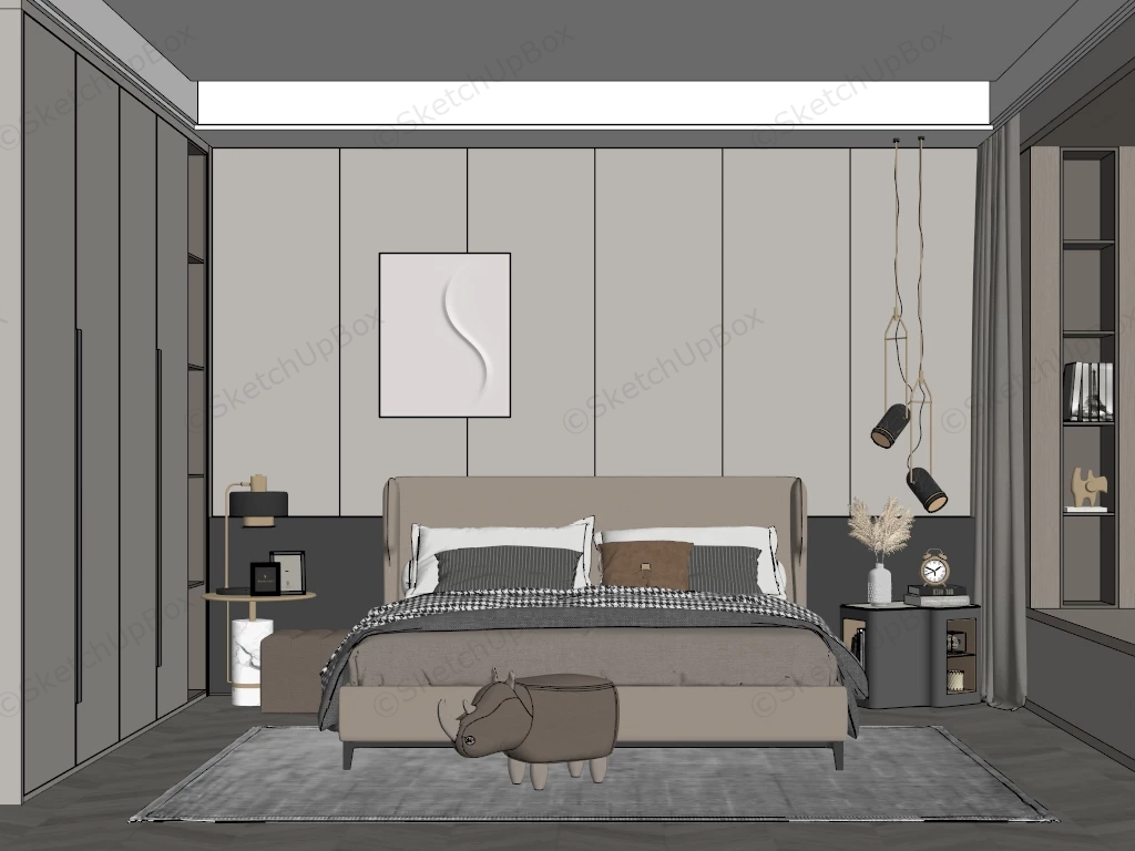 Single Man Bedroom Ideas sketchup model preview - SketchupBox