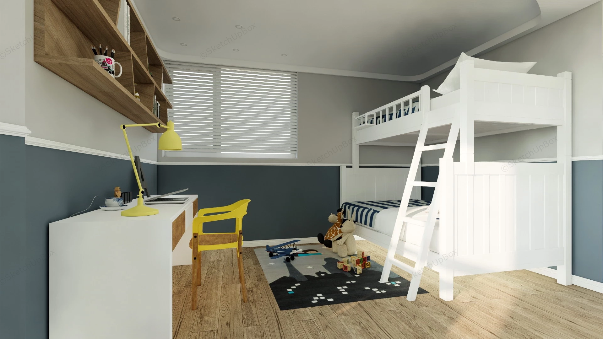 Bunk Beds Kids Room Ideas sketchup model preview - SketchupBox