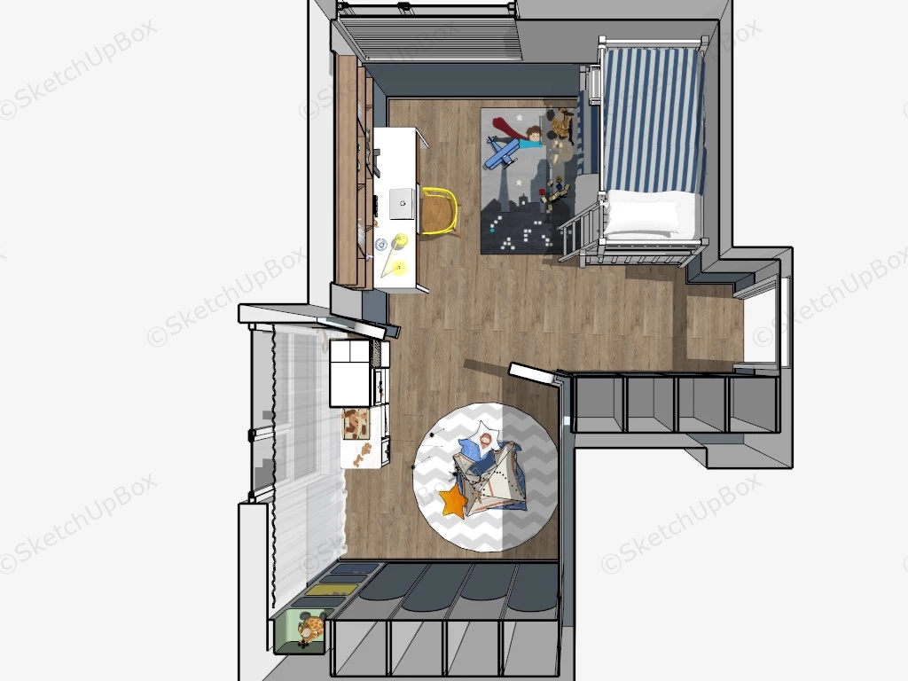 Bunk Beds Kids Room Ideas sketchup model preview - SketchupBox