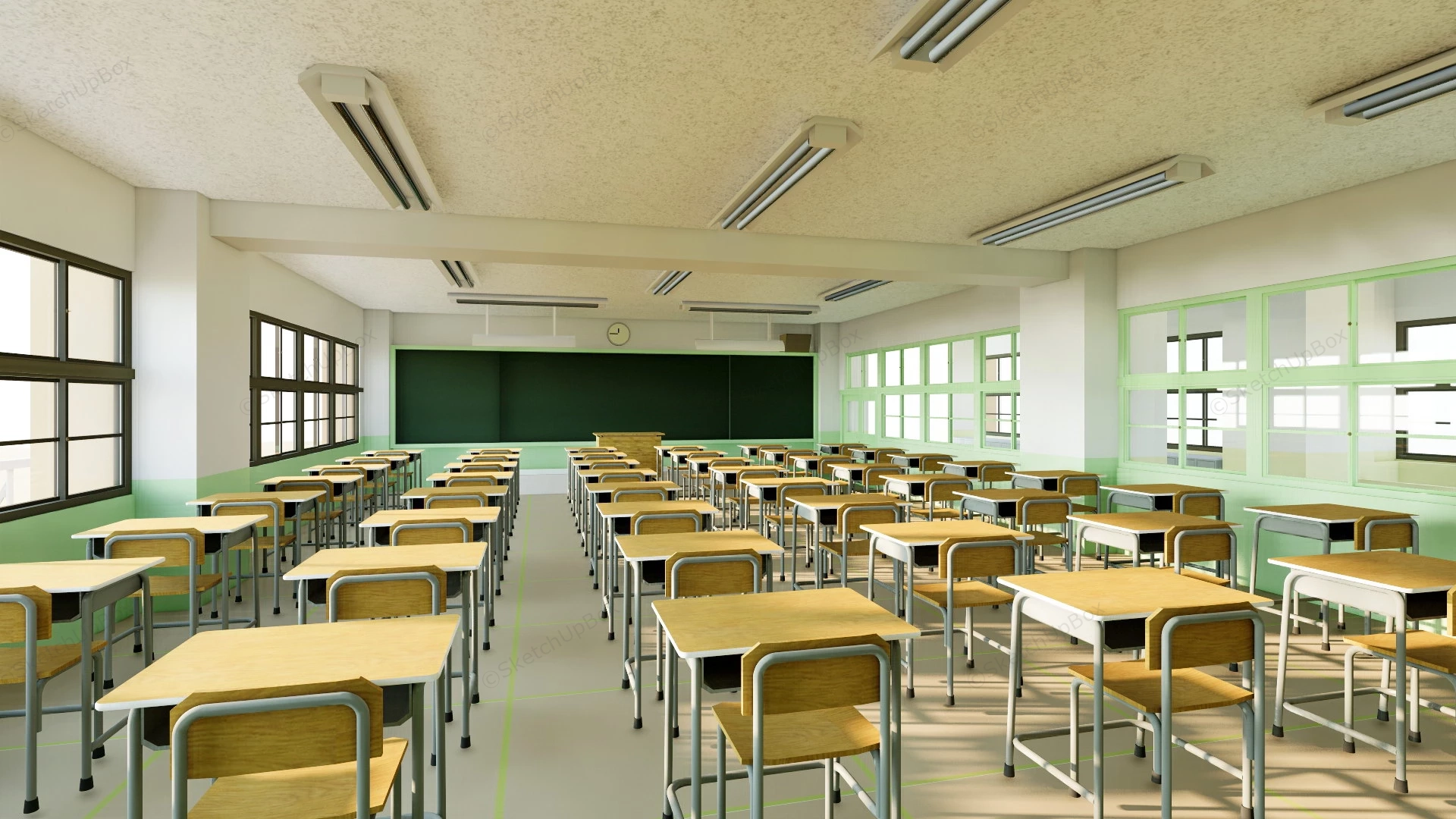 Classic Classroom Interior sketchup model preview - SketchupBox