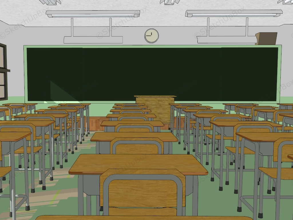 Classic Classroom Interior sketchup model preview - SketchupBox