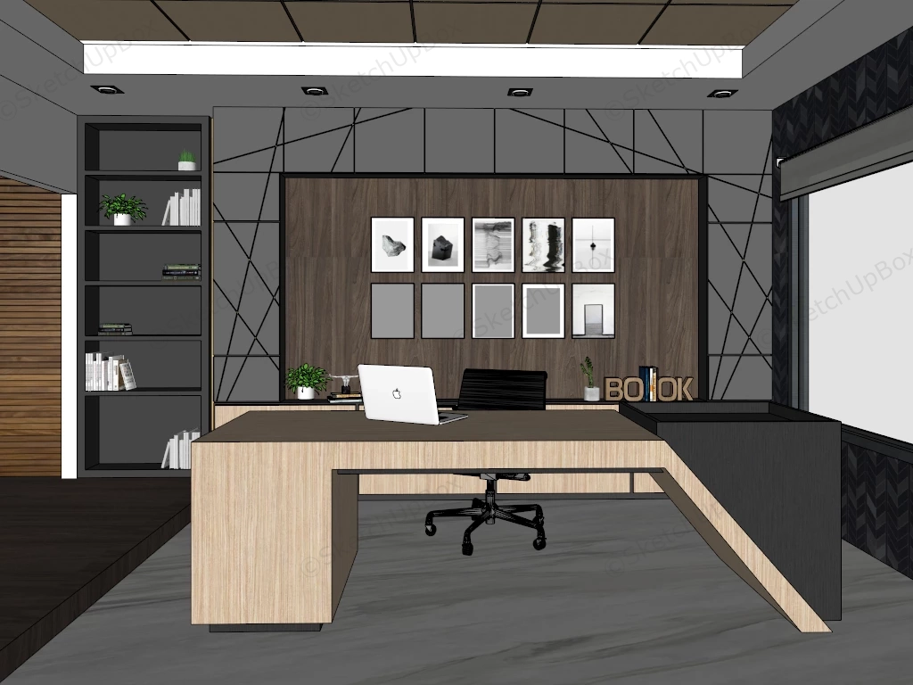 Modern Manager Office Design sketchup model preview - SketchupBox