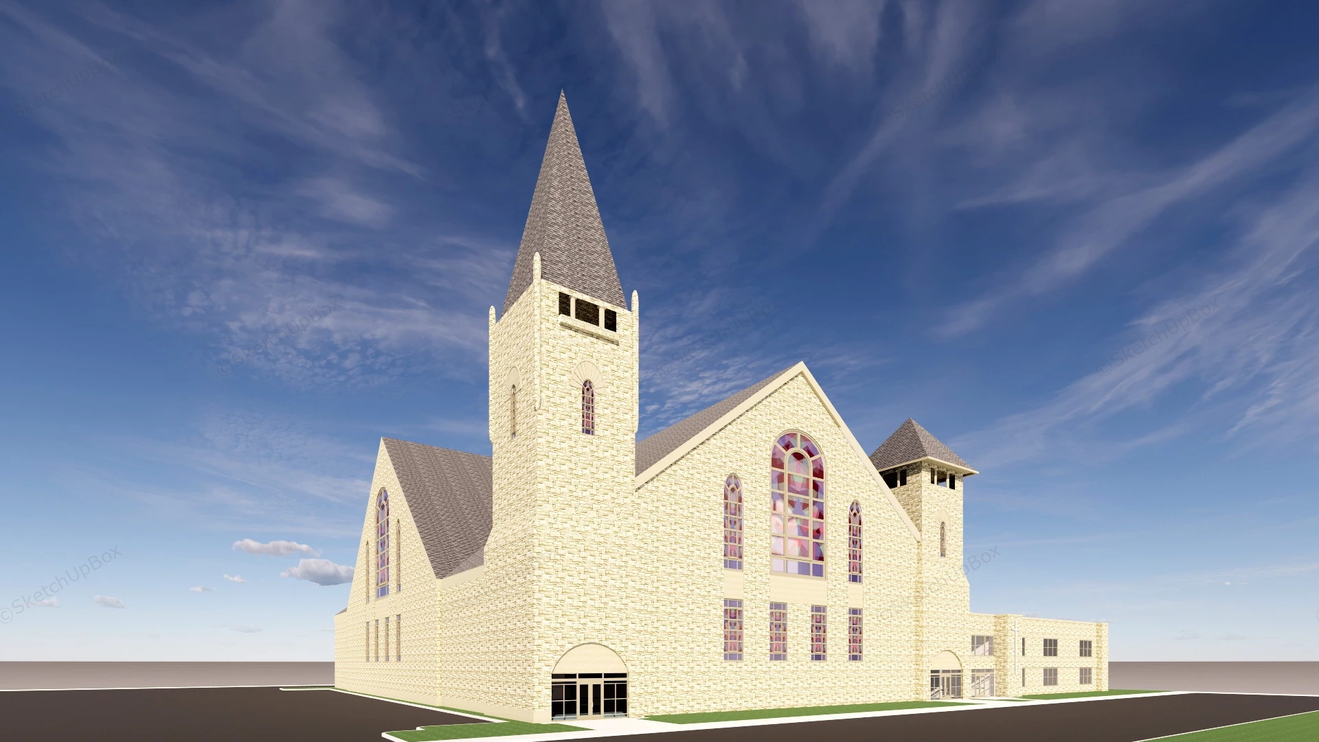 Old Stone Church sketchup model preview - SketchupBox