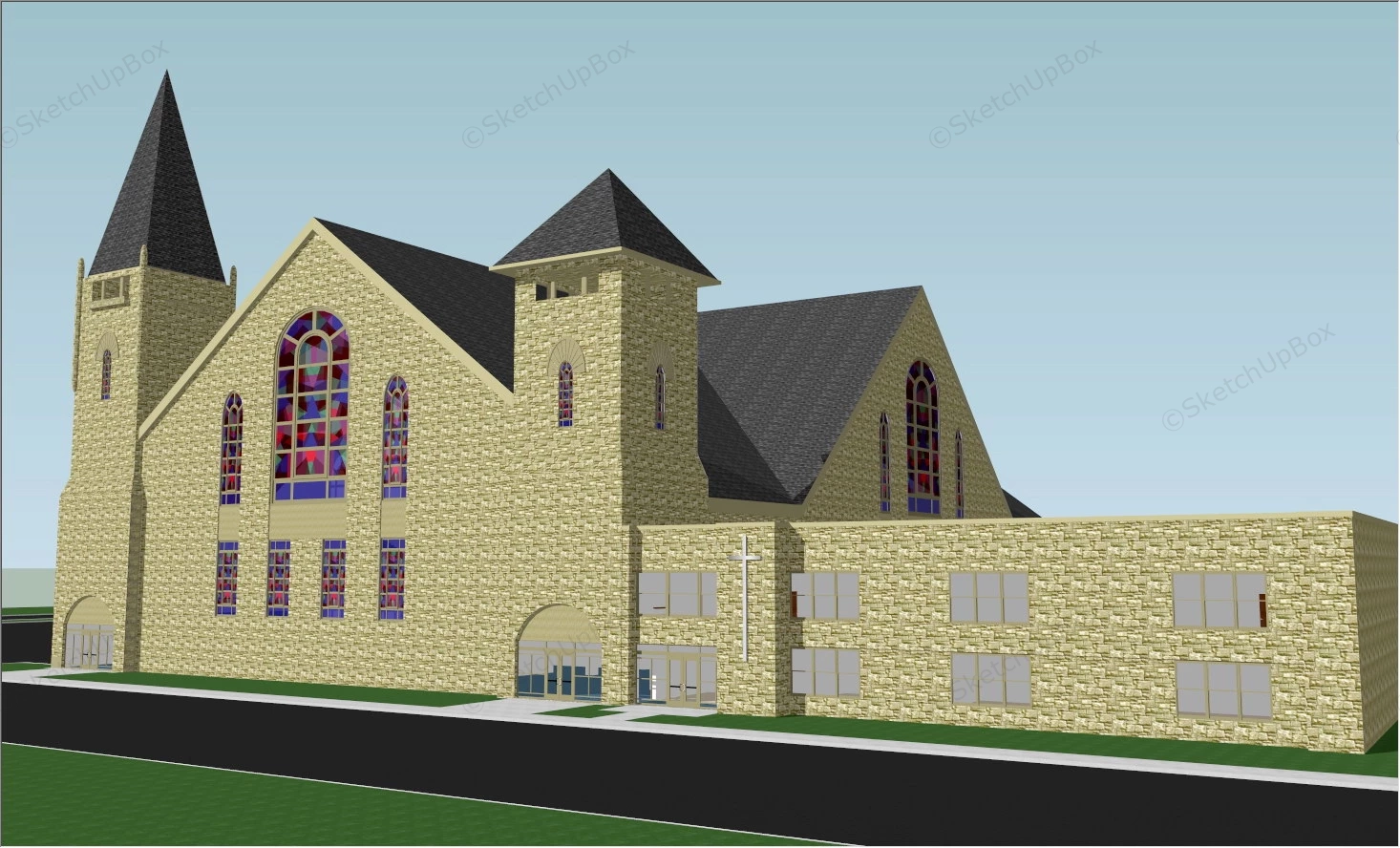 Old Stone Church sketchup model preview - SketchupBox