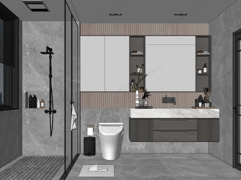 Grey And Brown Bathroom Ideas sketchup model preview - SketchupBox