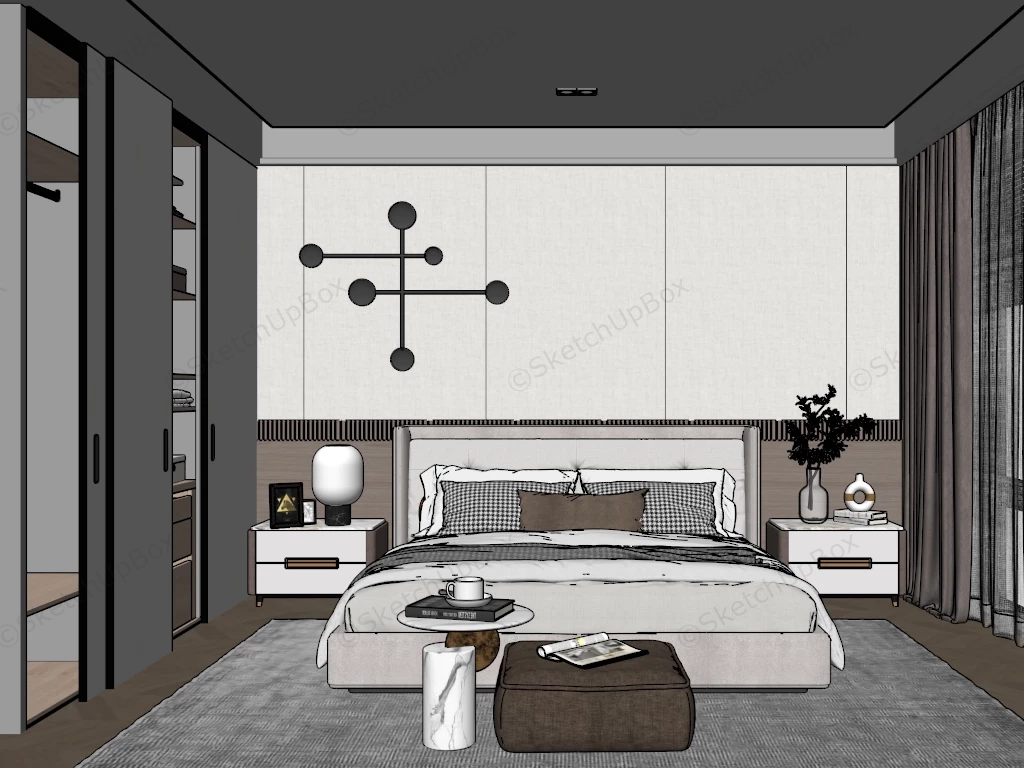 Brown And Cream Bedroom Ideas sketchup model preview - SketchupBox