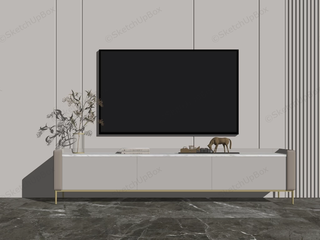 Living Room White TV Stand sketchup model preview - SketchupBox