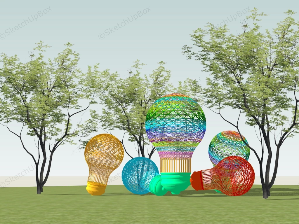 Colored Bulbs Lawn Ornaments sketchup model preview - SketchupBox