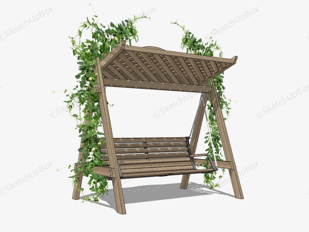 Romantic Wood Swing With Vines sketchup model preview - SketchupBox