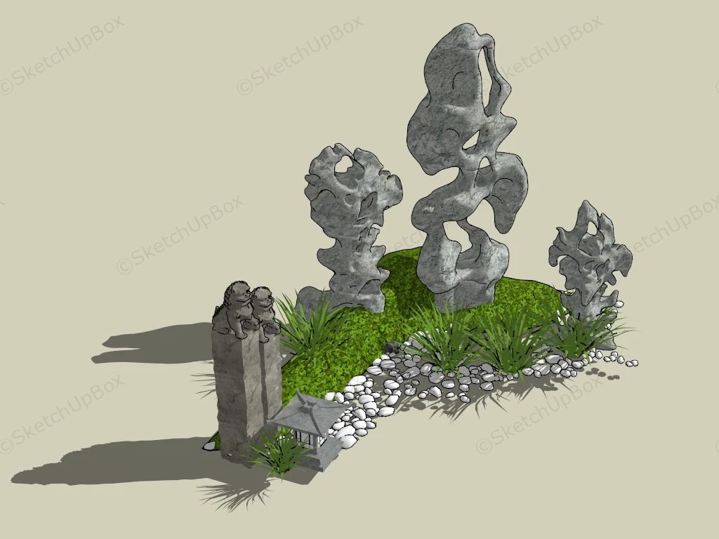 Beautiful Rock Garden Idea sketchup model preview - SketchupBox