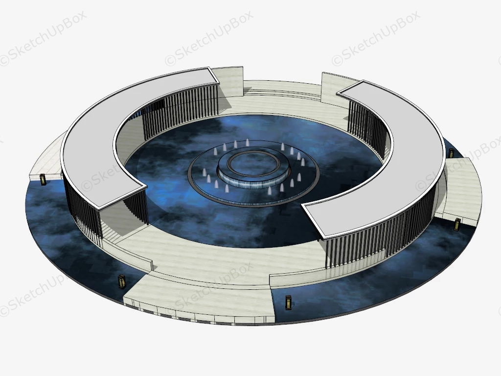 Large Modern Outdoor Fountain sketchup model preview - SketchupBox