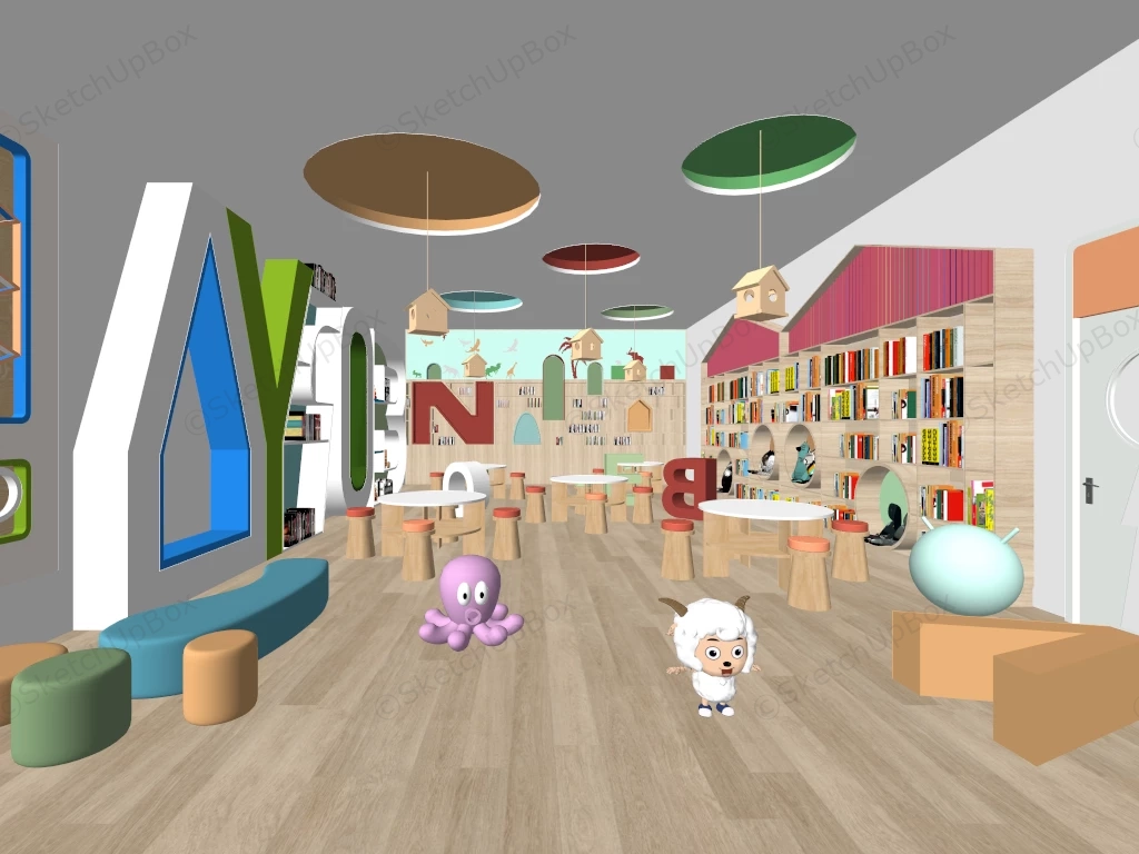 Kindergarten Reading Room Design sketchup model preview - SketchupBox