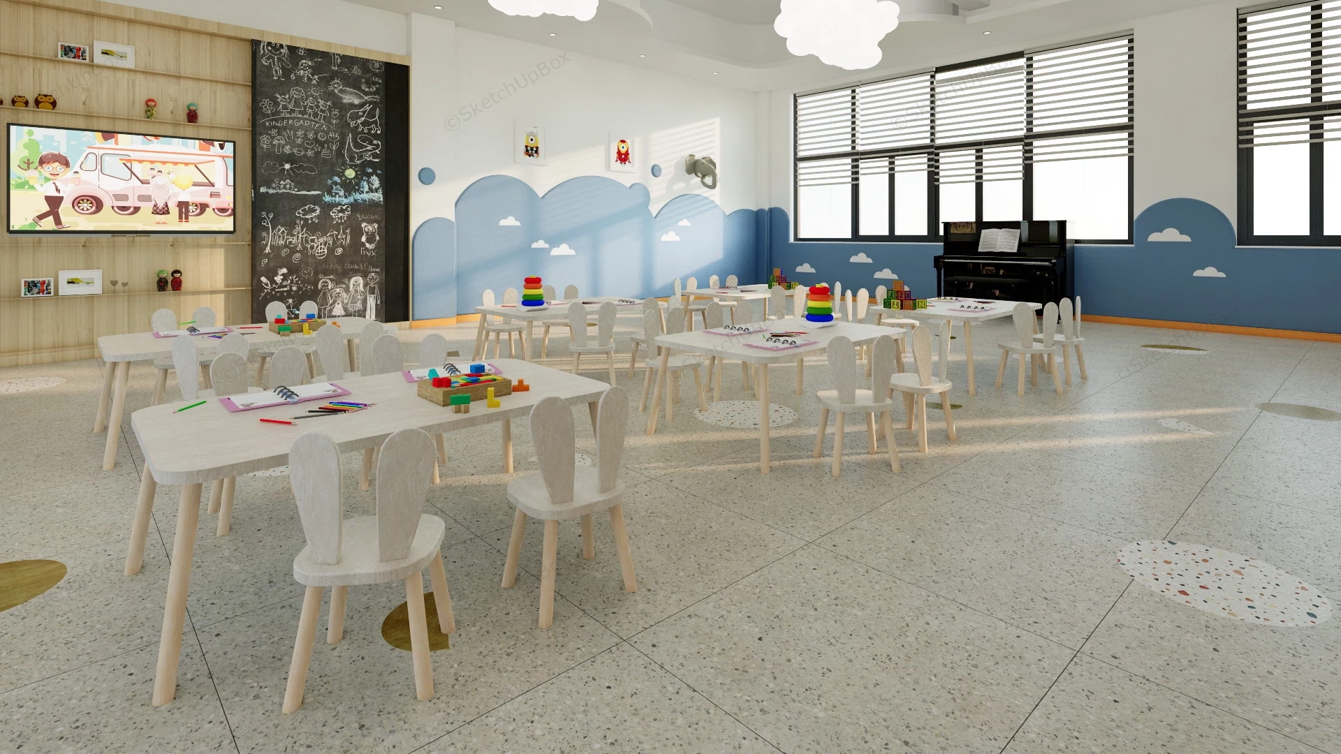 Classroom Design For Kindergarten sketchup model preview - SketchupBox