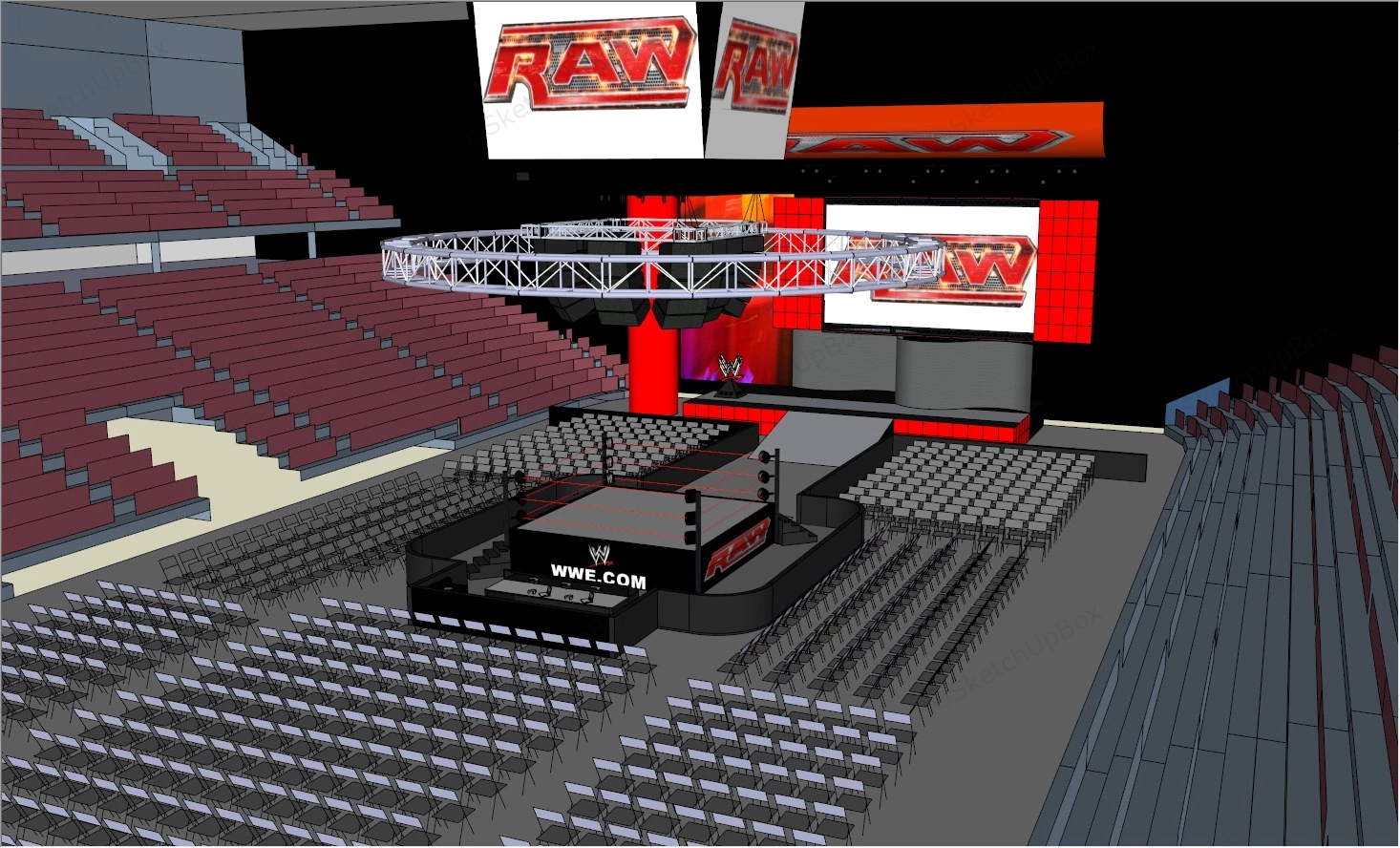 WWE Raw Arena sketchup model preview - SketchupBox