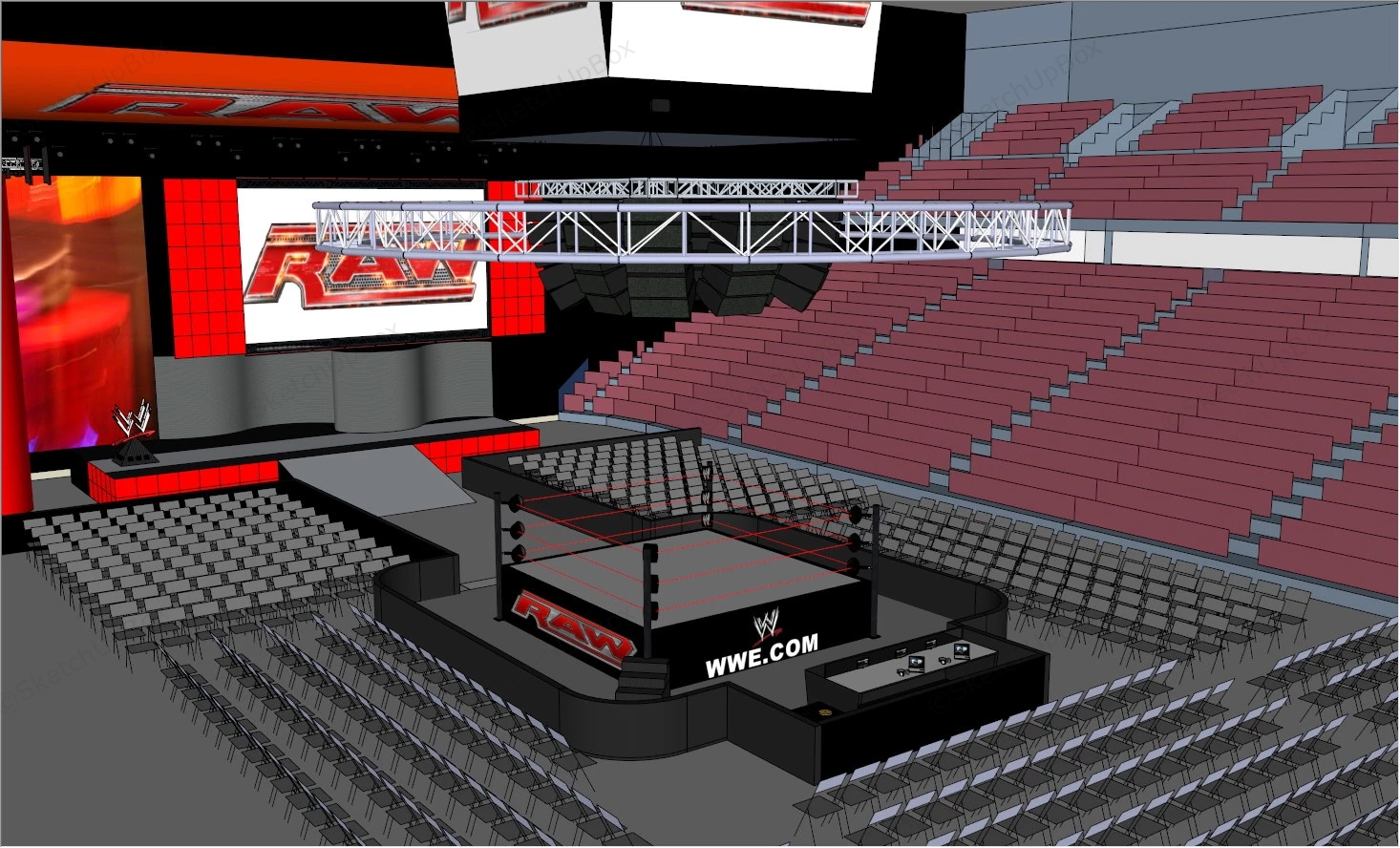 WWE Raw Arena sketchup model preview - SketchupBox