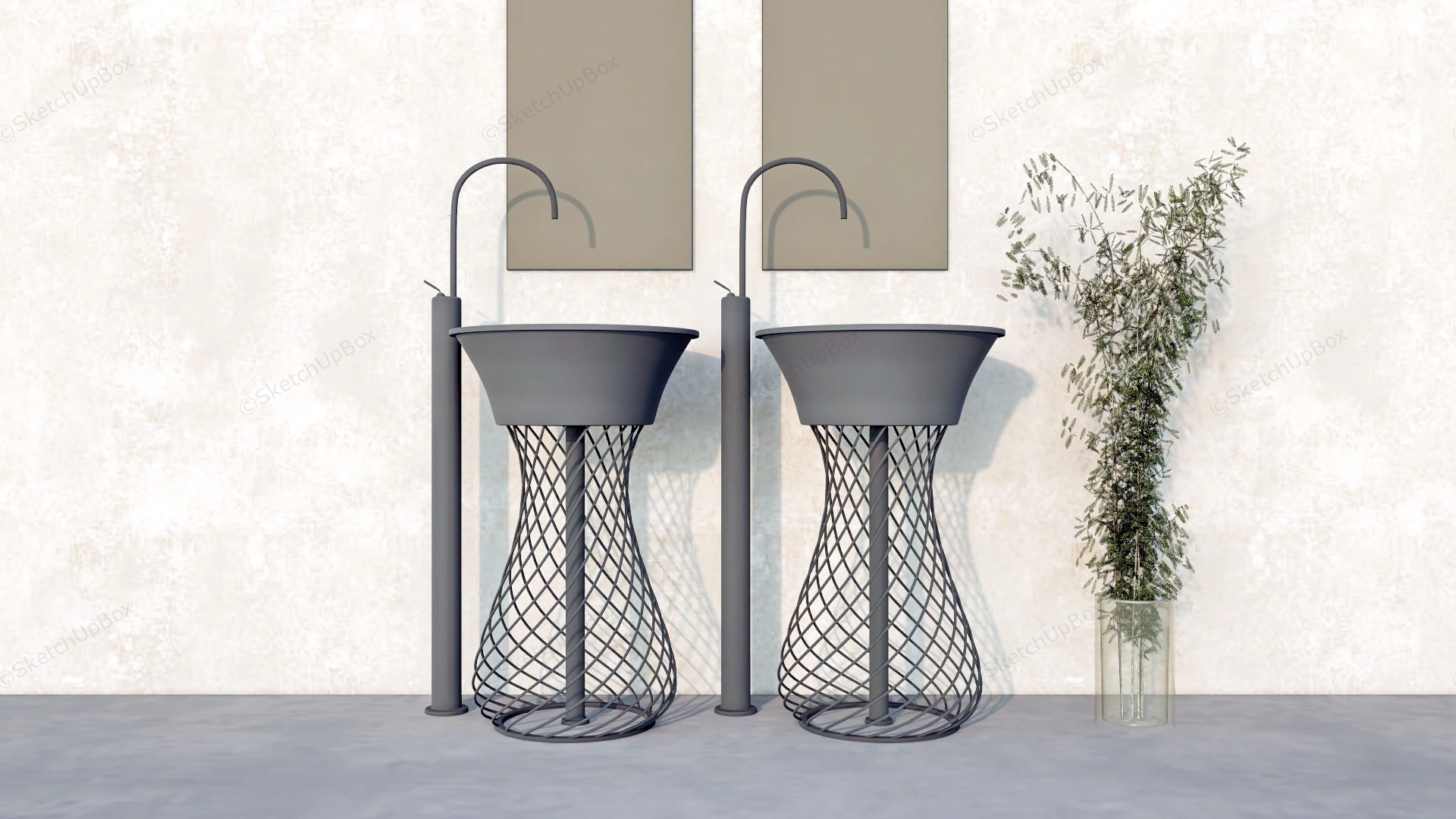 Black Iron Pedestal Basins sketchup model preview - SketchupBox