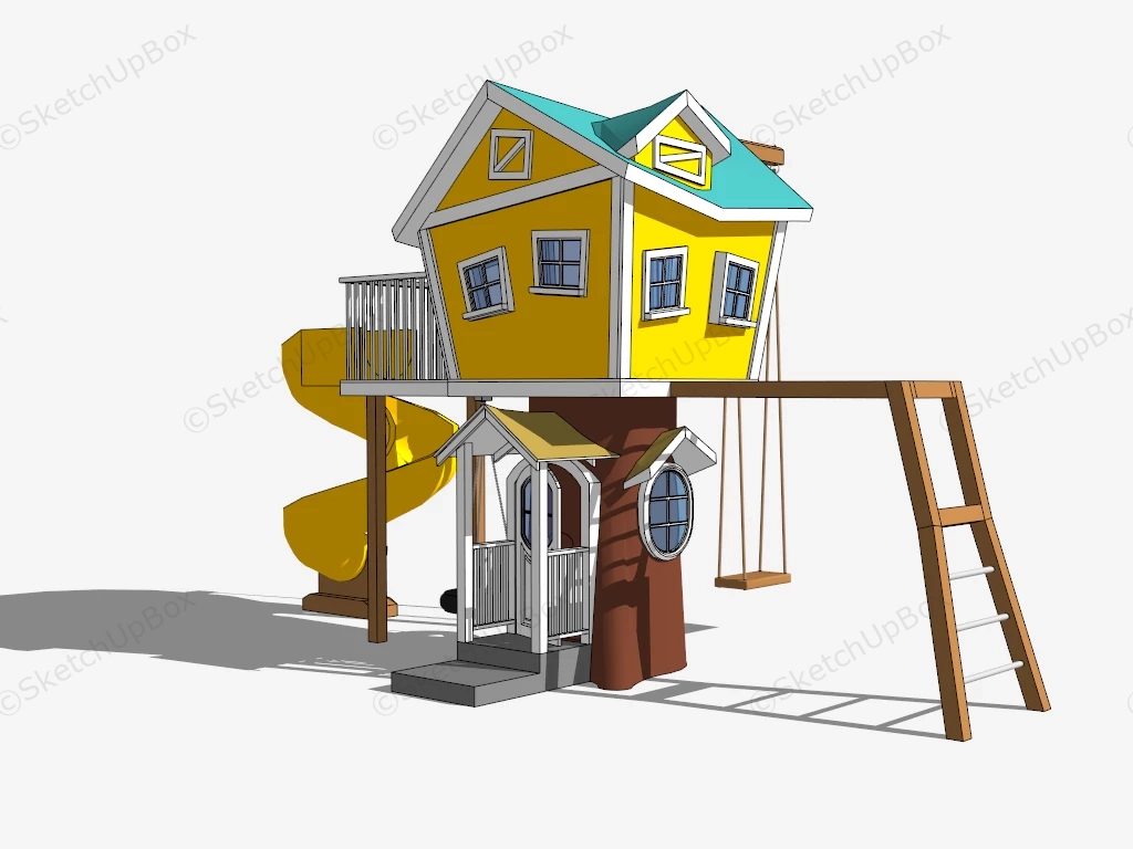 Amazing Elevated Playhouse sketchup model preview - SketchupBox