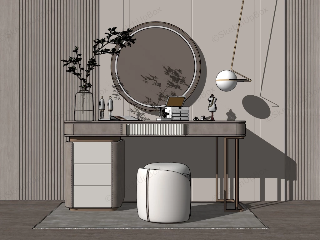 Elegant Modern Makeup Vanity sketchup model preview - SketchupBox