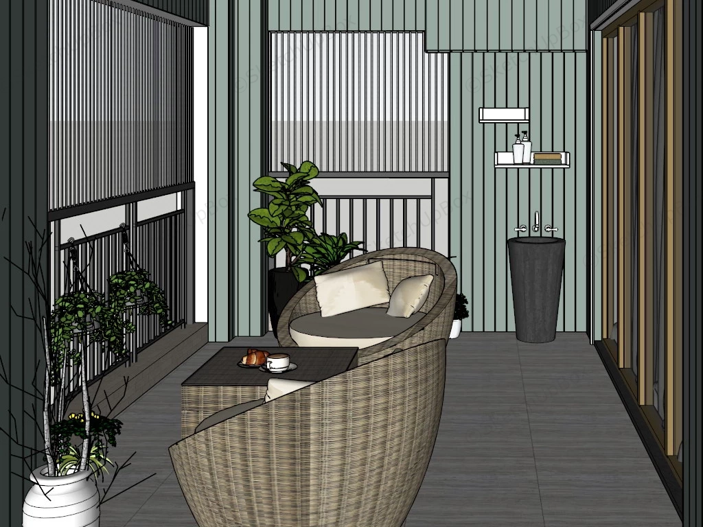 Balcony Design Idea sketchup model preview - SketchupBox