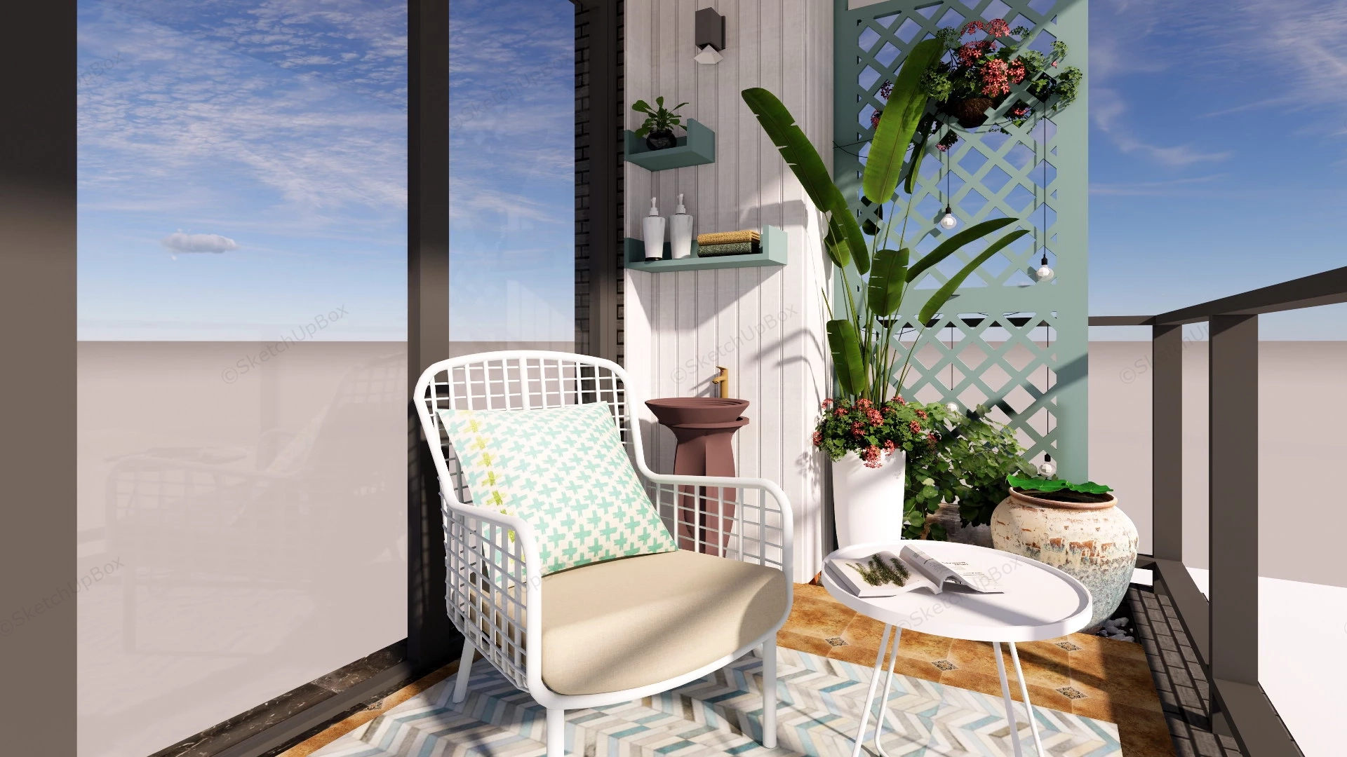 Small Balcony Garden Design Idea sketchup model preview - SketchupBox