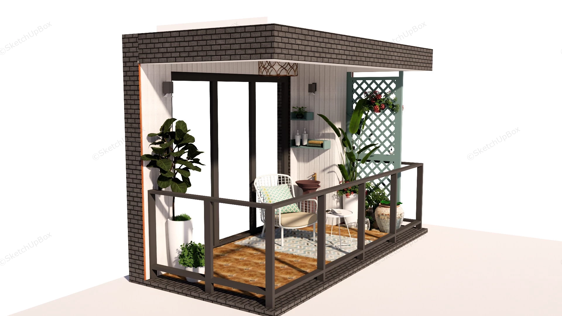 Small Balcony Garden Design Idea sketchup model preview - SketchupBox