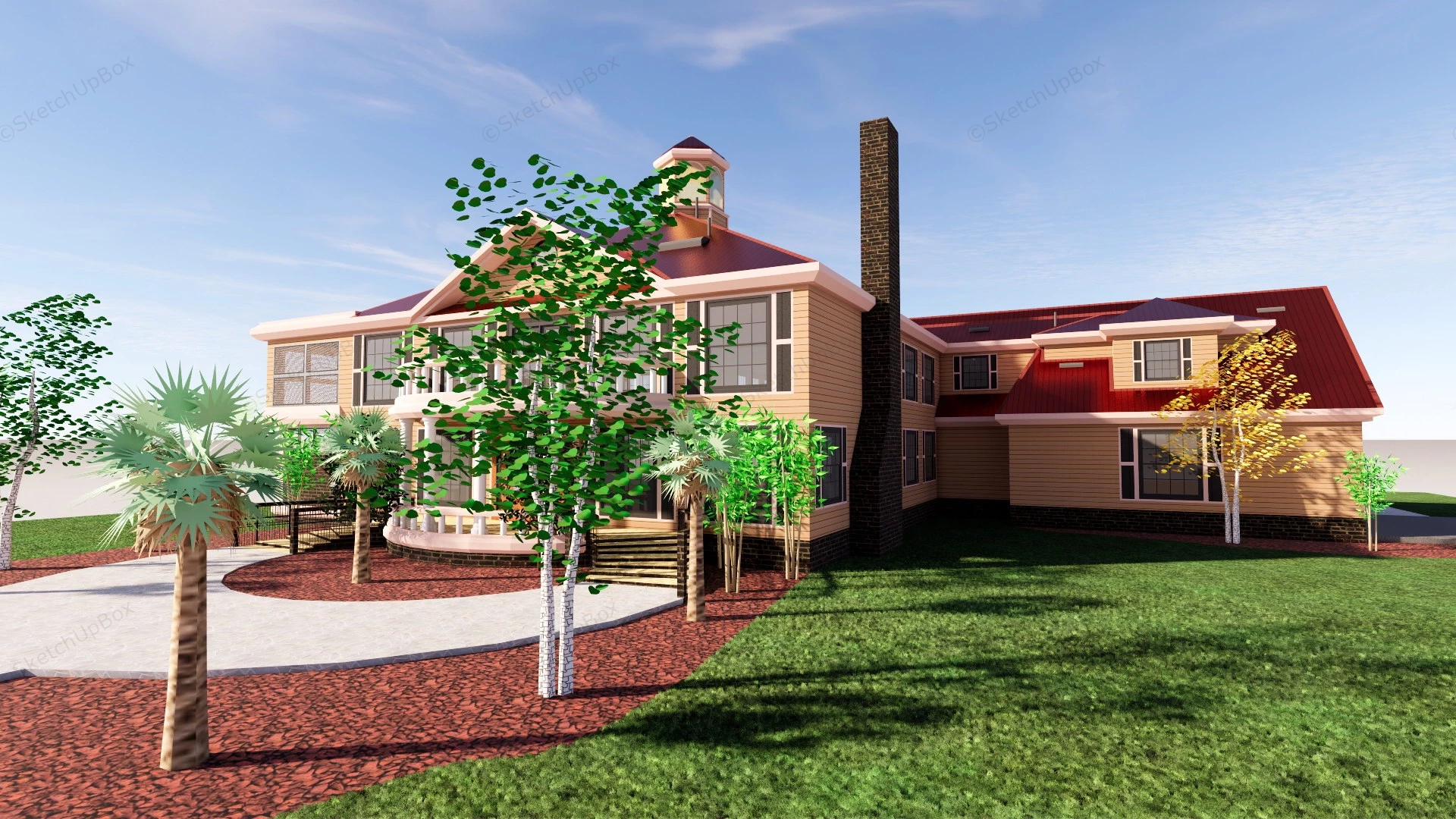 Country Style Home Exterior sketchup model preview - SketchupBox