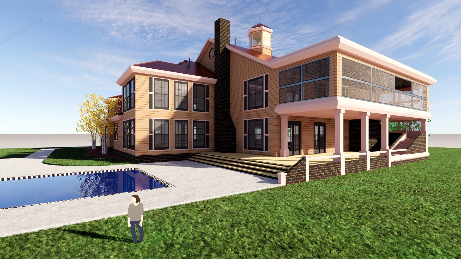 Country Style Home Exterior sketchup model preview - SketchupBox