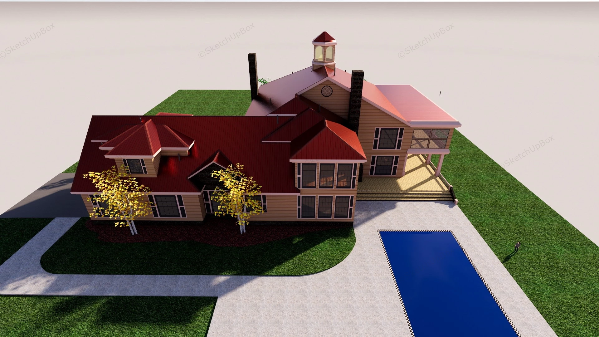 Country Style Home Exterior sketchup model preview - SketchupBox