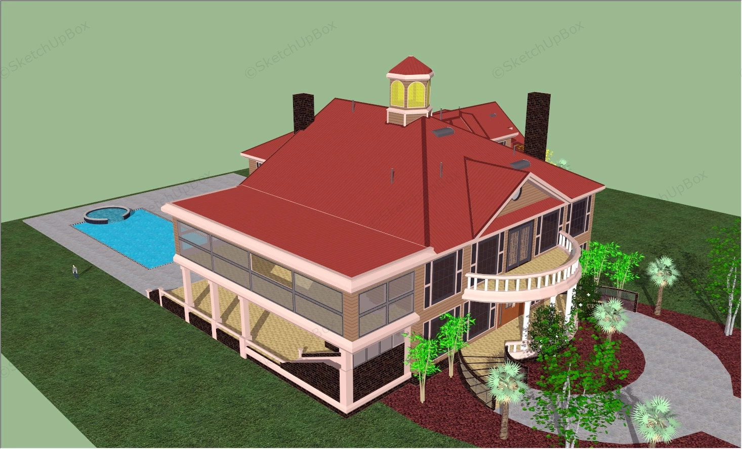 Country Style Home Exterior sketchup model preview - SketchupBox