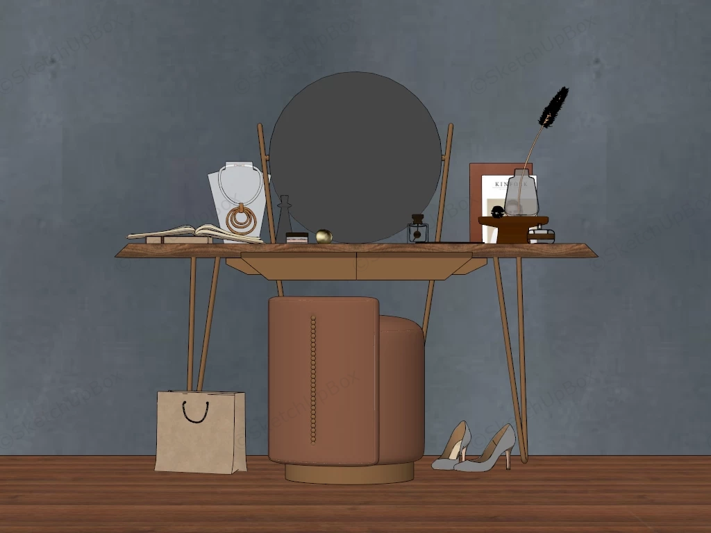 Rustic Makeup Vanity With Stool sketchup model preview - SketchupBox