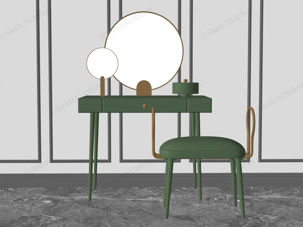 Retro Green Makeup Vanity Set sketchup model preview - SketchupBox